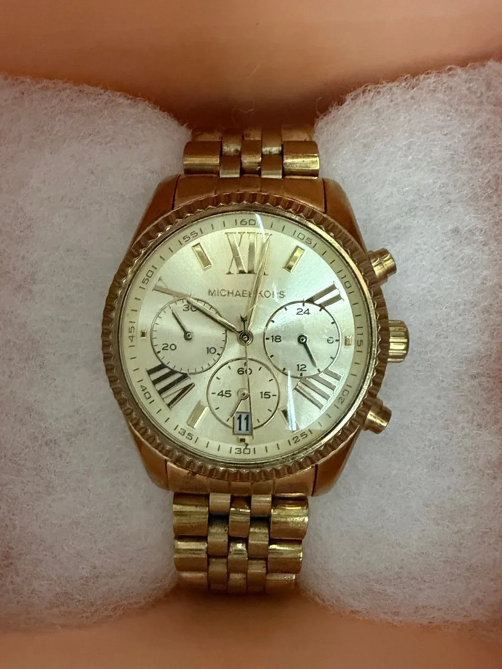 Michael Kors Gold and Champagne Chronograph Bracelet Watch - Picture 2 of 5